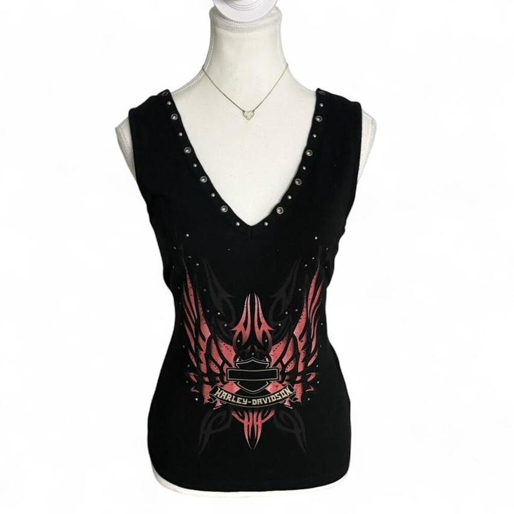 Harley Davidson Vintage Gothic Y2K Biker Girl 2000s Streetwear tank top Size M